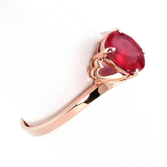 14K. SOLID GOLD RING WITH NATURAL RUBY - Picture 5 of 9